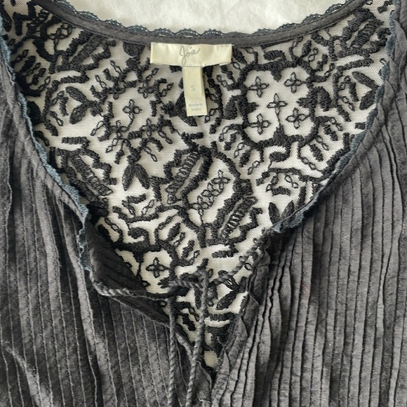 Black Joie Lacey Top with Pom Pom Detailing, Size S - Picture 4 of 6